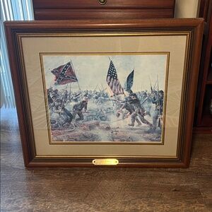 Mort Kunstler The Angle 1863 Gettysburg Civil War Framed Wall Art Brass Plaque